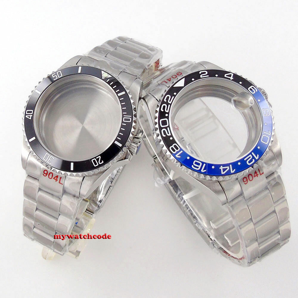 38mm 40MM SUB Watch Case Ceramic Bezel Sapphire Glass Fit NH34A NH35 NH36 2824