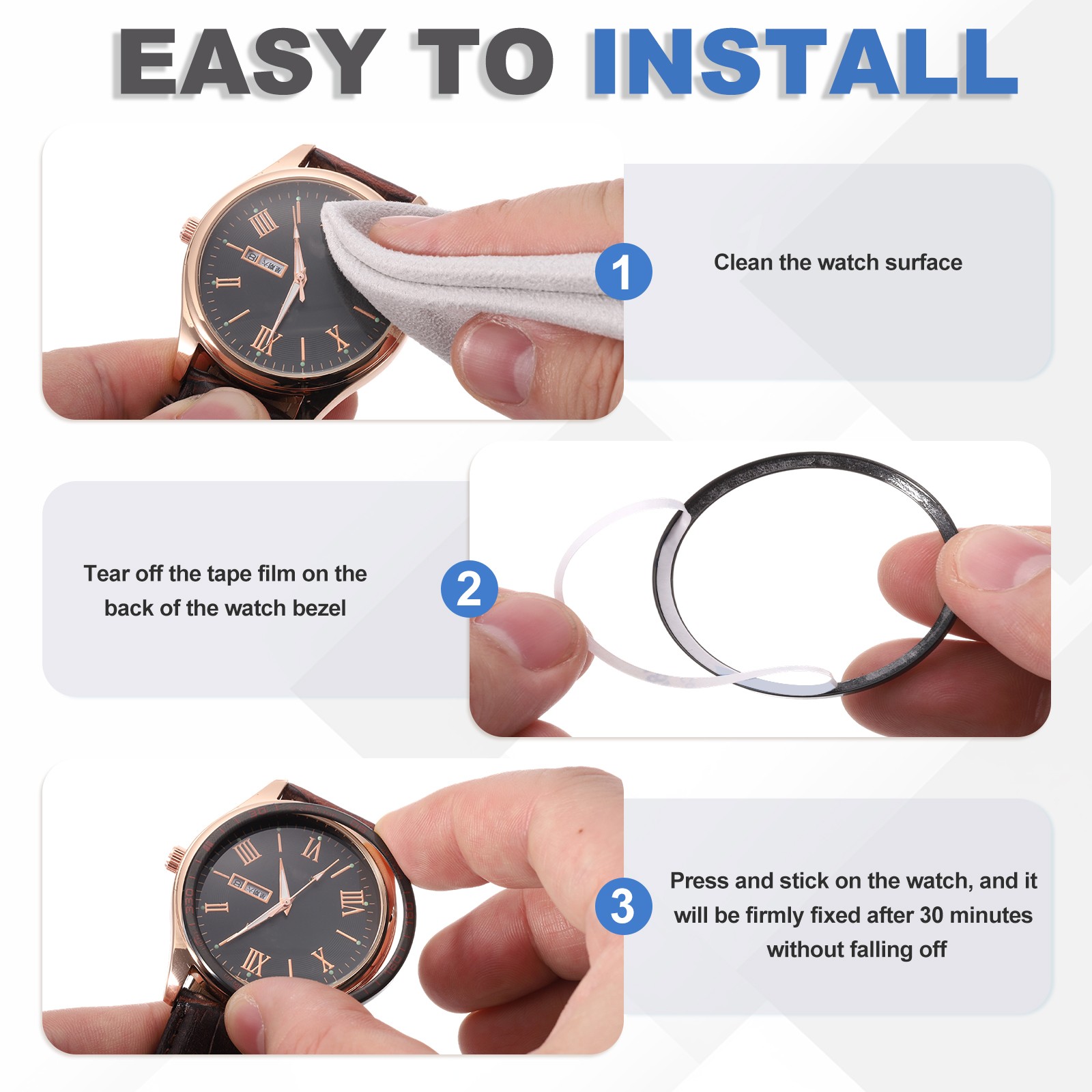 47mm Watch Bezel Stainless Steel Watch Bezel Ring Solar Silver/Gray