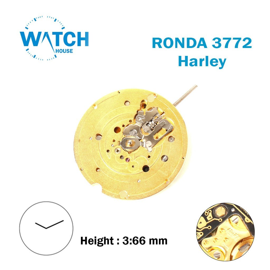 RONDA 3772 Harley Swiss Made Watch Movement, Without Disk, 2Hands,Height:3.66mm.