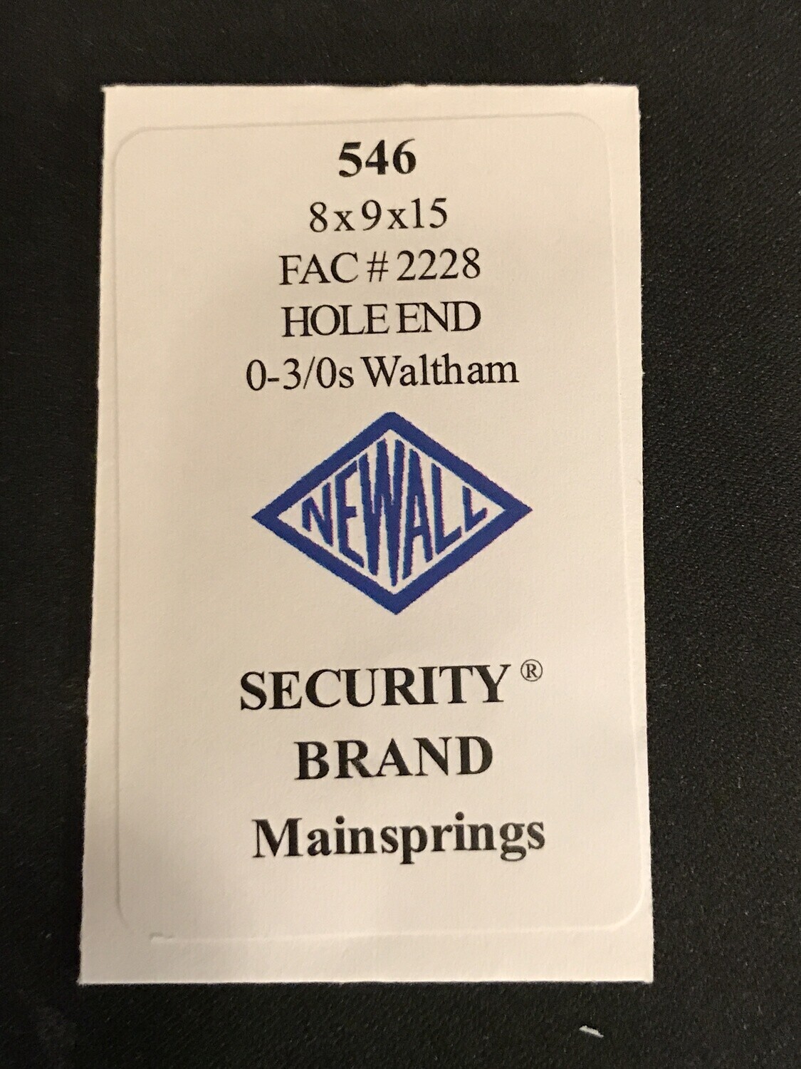Newall SUPER Security Mainspring #546 for 0s – 3/0s Waltham #2228 – Alloy