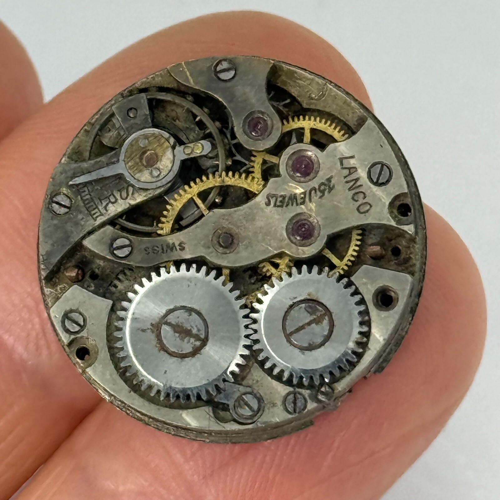 Lanco Watch Movement 15 Jewels Swiss Manual Wind Vintage Parts 21.9mm