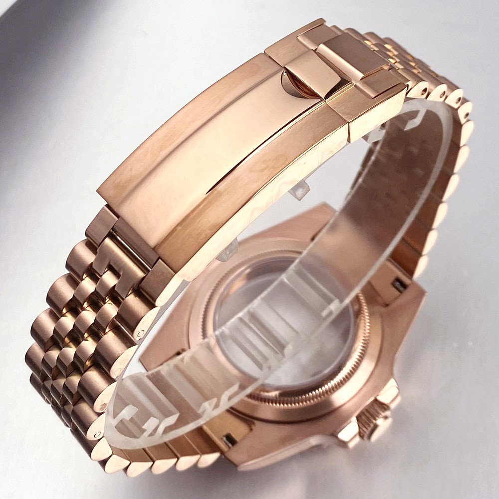 20ATM 40mm Rose Gold Sapphire Glass Watch Case Fit NH35A NH36A ETA2824 PT5000