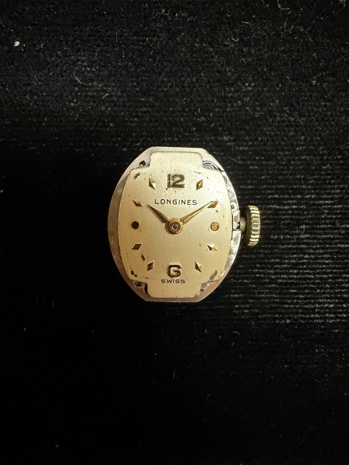 LONGINES 5LN 17J WATCH MOVEMENT & DIAL VINTAGE FOR PARTS OR REPAIR