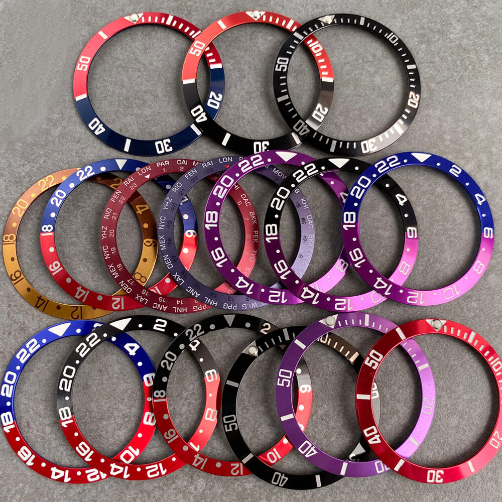 38mm*30.5mm Black Red Purple Bezel Insert For 40mm GMT SUB SKX 007 Mens Watch