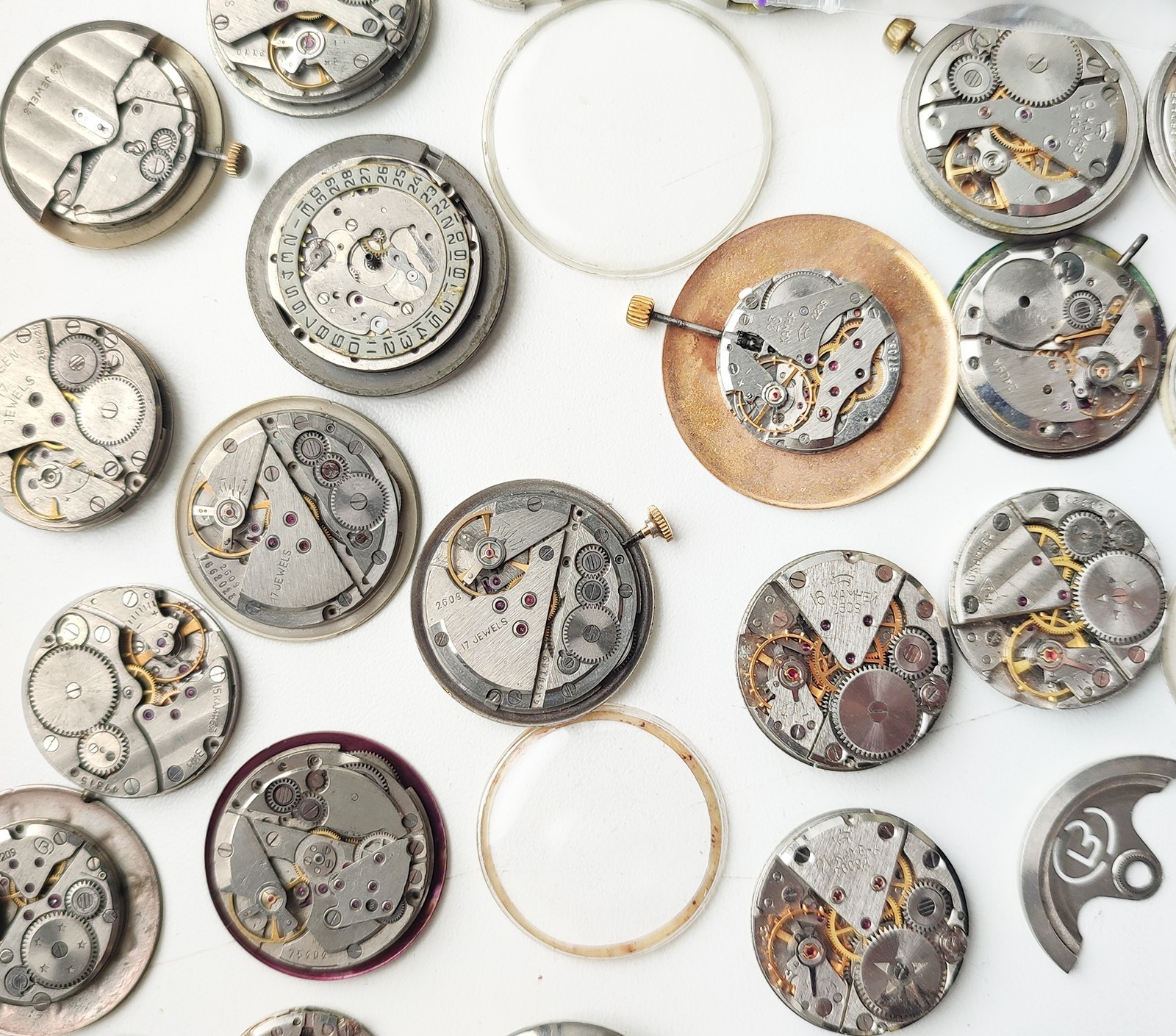 Many Soviet Movement Parts Poljot, Luch, Slava, Raketa, Zim mechanical watch lot