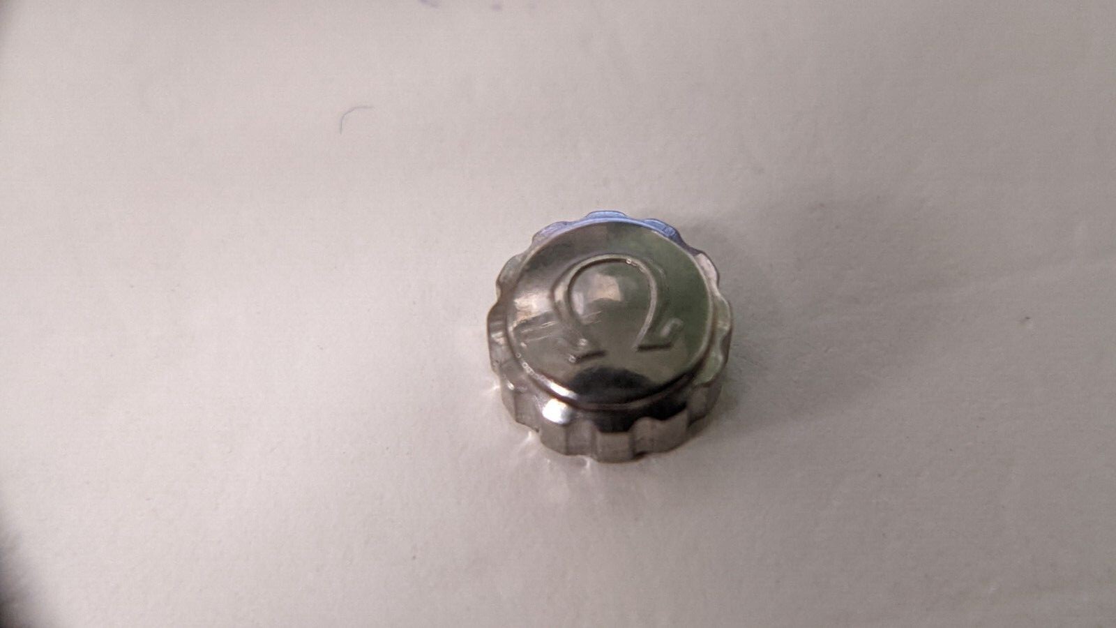 Unbranded Ω OM crown White S/S 5.9mm/6mm x 2.5mm tube tap10 (0.90mm)