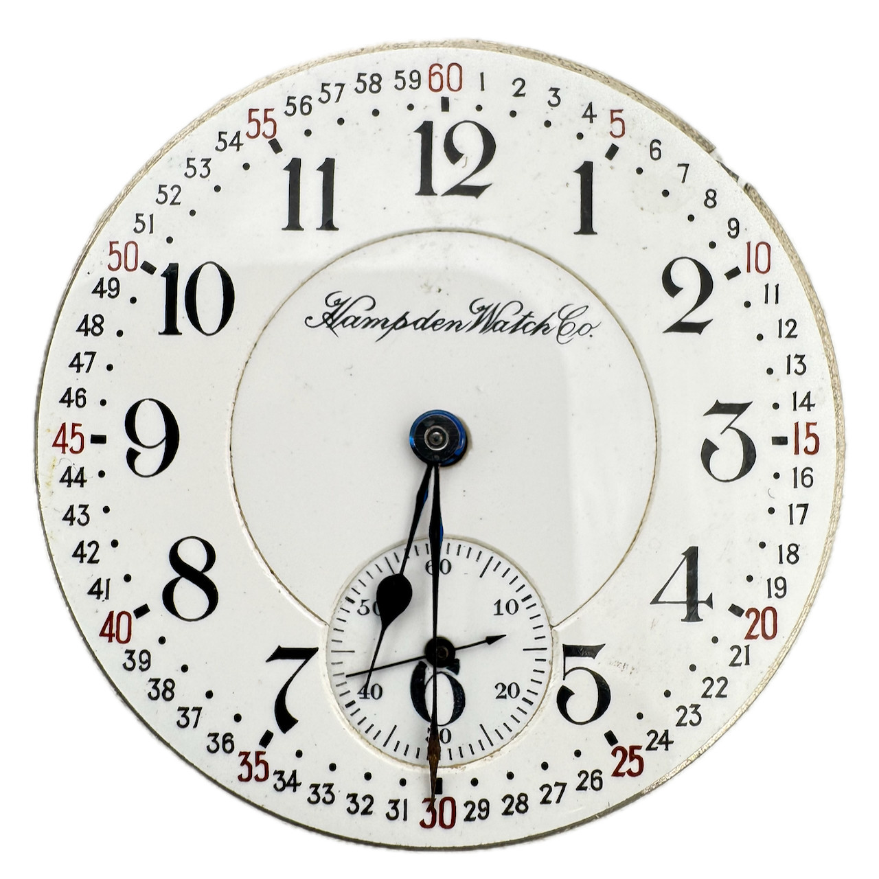 Antique 16s 1912 Hampden 21j Mechanical Railroad Pocket Watch Movement No. 105