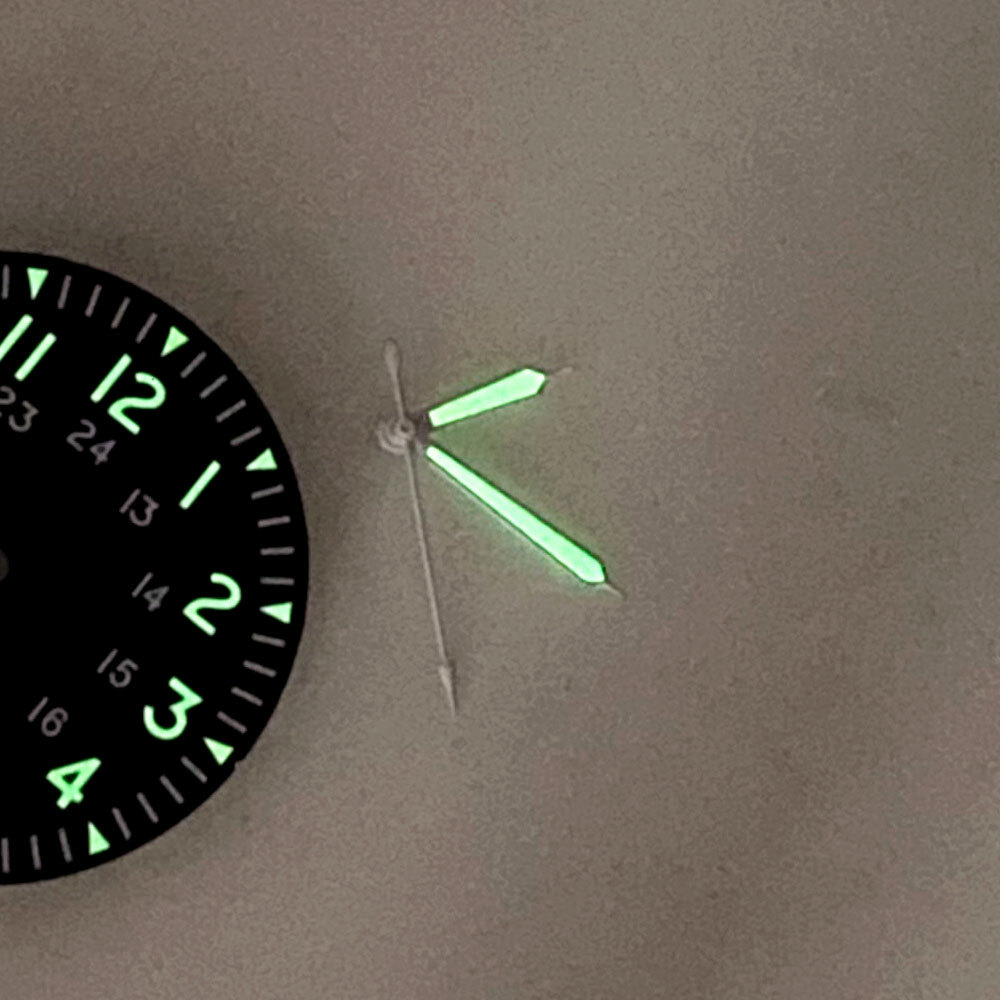 33.6mm black dial luminous mark fit vintage pilot style NH35 NH36 movement watch