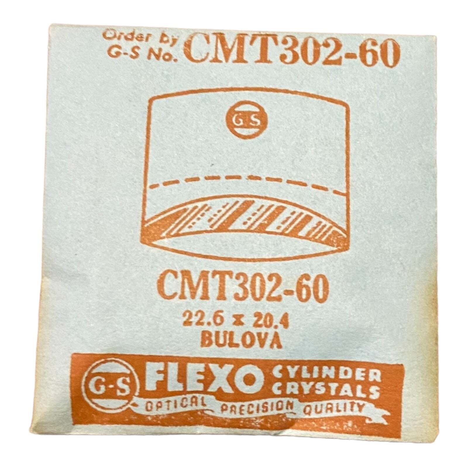 Germanow-Simon Mach (GS) CMT302-60 Watch Crystal 22.6×20.4 NOS Part Flexo Bulova