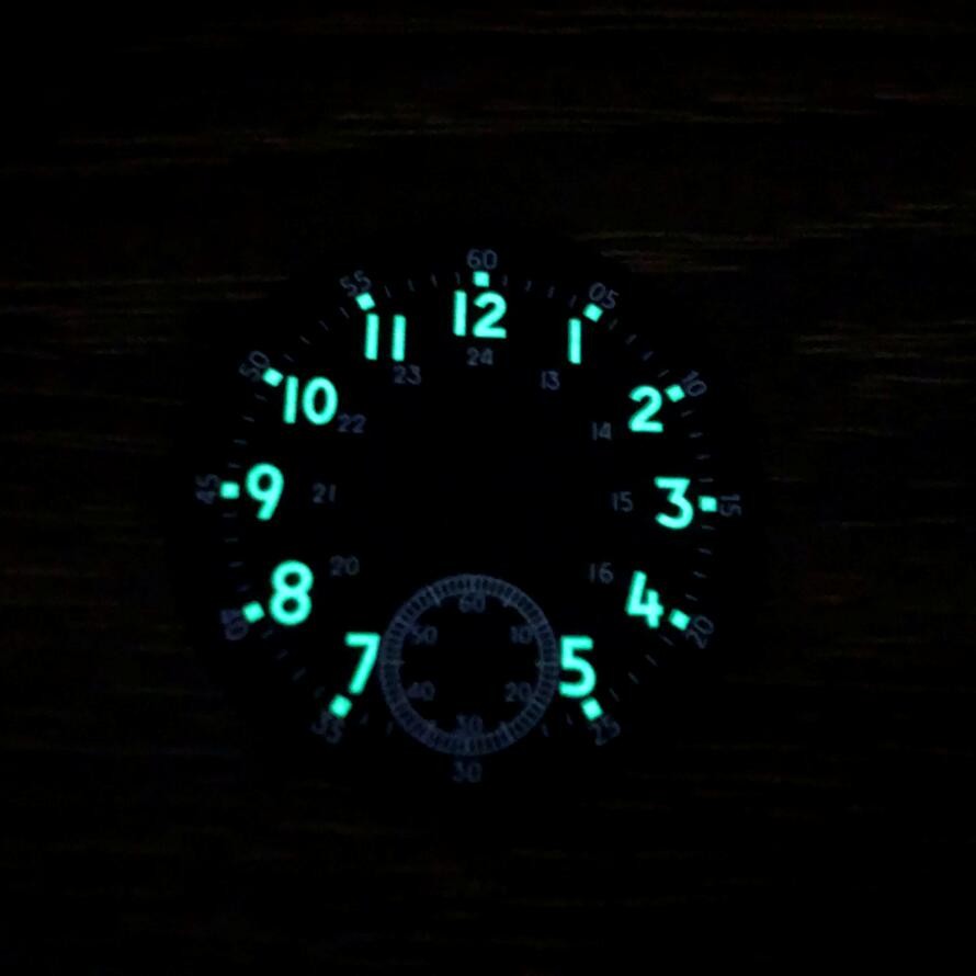 37mm Black Dial Green Luminous Dial fit ETA 6498 ST3621 Mens Watch