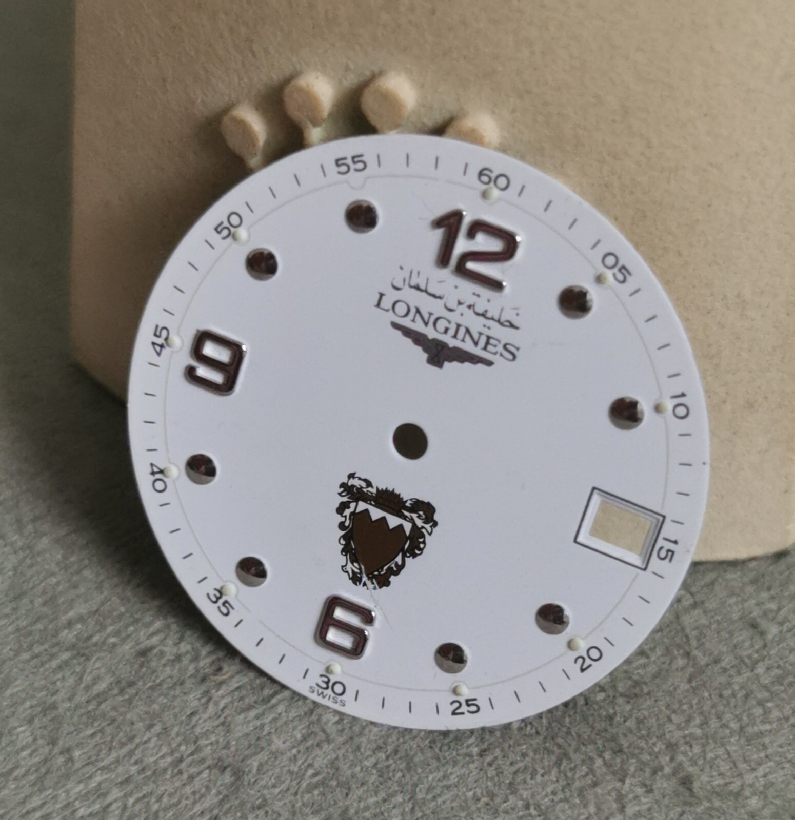 Longines Rare Original White Dial Uae Bahrain Crest Logo Steel Index Swiss 28mm