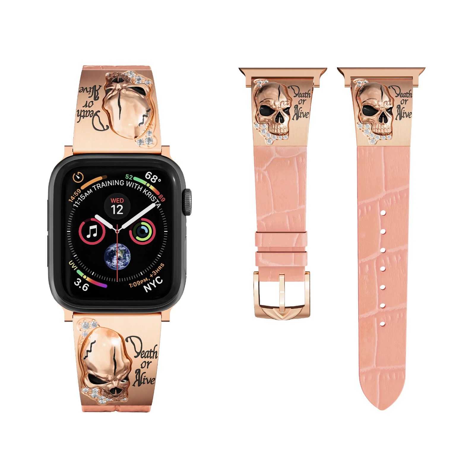 Artlincor Apple Watch Metal Leather Band Rose Gold/Pink