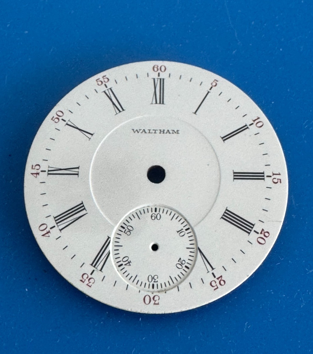 VINTAGE 16 SIZE WALTHAM 1908 POCKET WATCH PORCELAIN ROMAN DIAL
