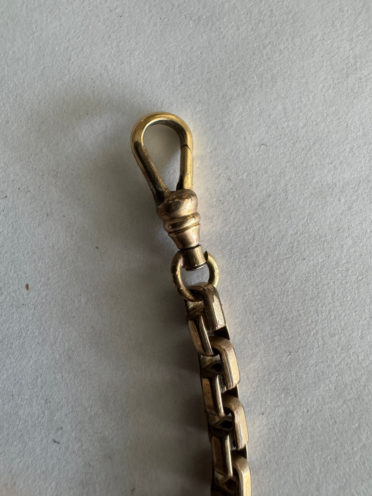 BIG & HEAVY VINTAGE 12 INCH SIMMONS POCKET WATCH CHAIN GOLD FILLED WITH T- BAR