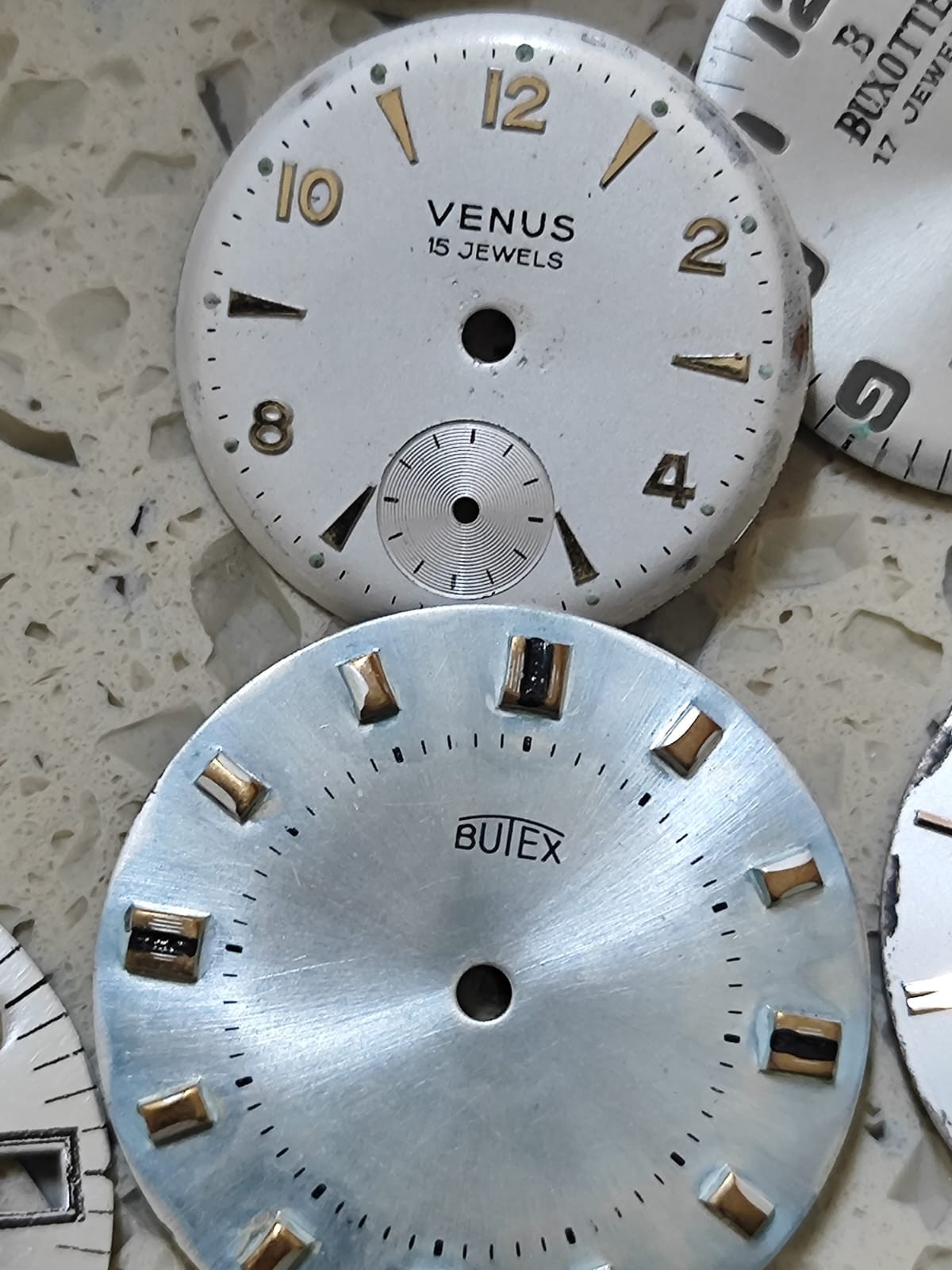 Vintage Swiss Watch Part Lot Dials doxa/Camy/Butex & Other swiss watch NOS