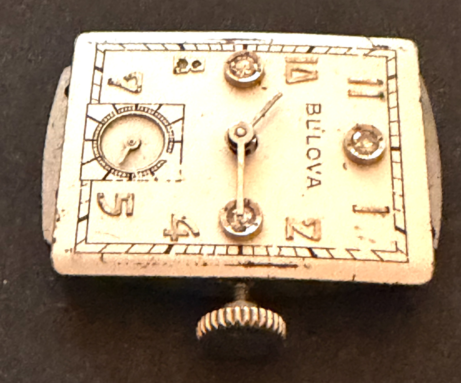 Vintage Bulova Cal 7AK Men’s Watch Movement Running Ticks Diamond Dial 7 AK 21j