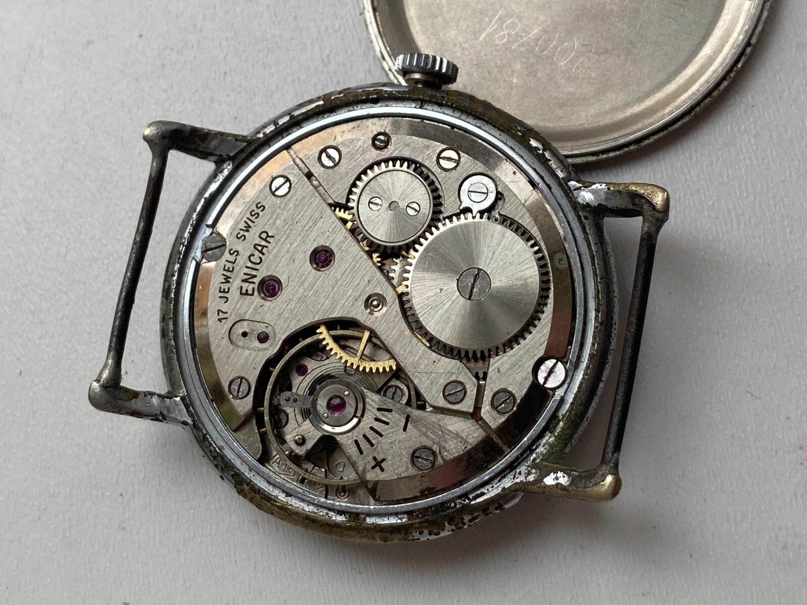VINTAGE MEN WATCH ENICAR ULTRASONIC SWISS MADE FOR PARTS 17 JEWELS CAL 1292