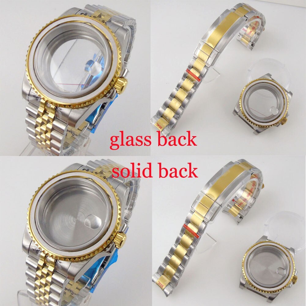 BLIGER Two Tone Gold Watch Case fit NH35A ETA 2836 2824 MIYOTA 8215 821A MINGZHU