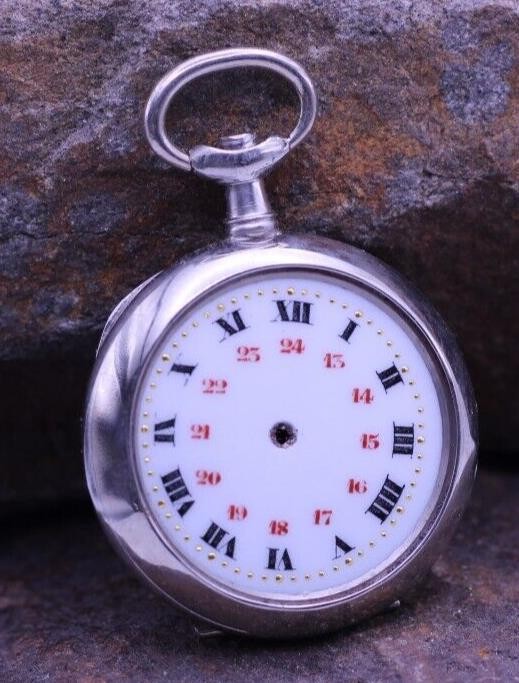 ARGENTAN LADIES SWISS POCKET WATCH CASE & DIAL 30mm DIAMETER NOS (EQ)