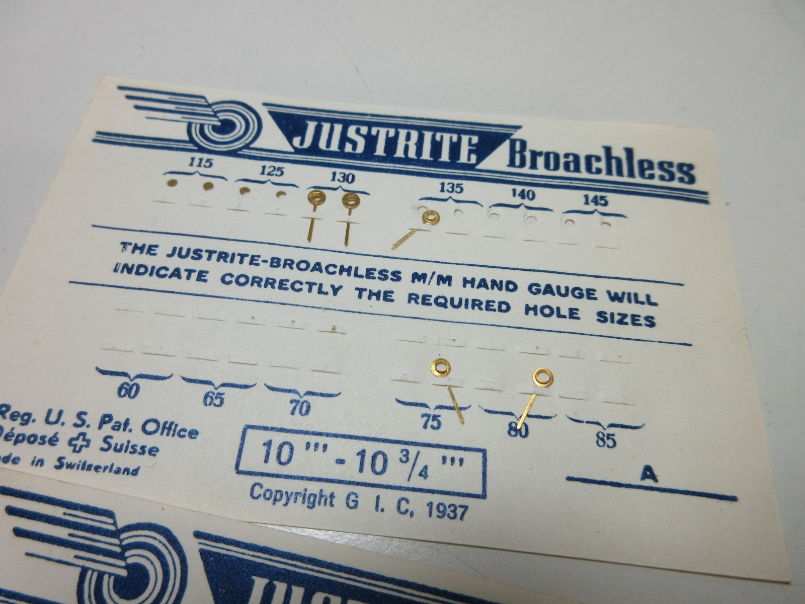 LOT JUSTRITE WATCH HANDS 10”’ 10 3/4”’ WATCHMAKER REPLACEMENT PARTS #244
