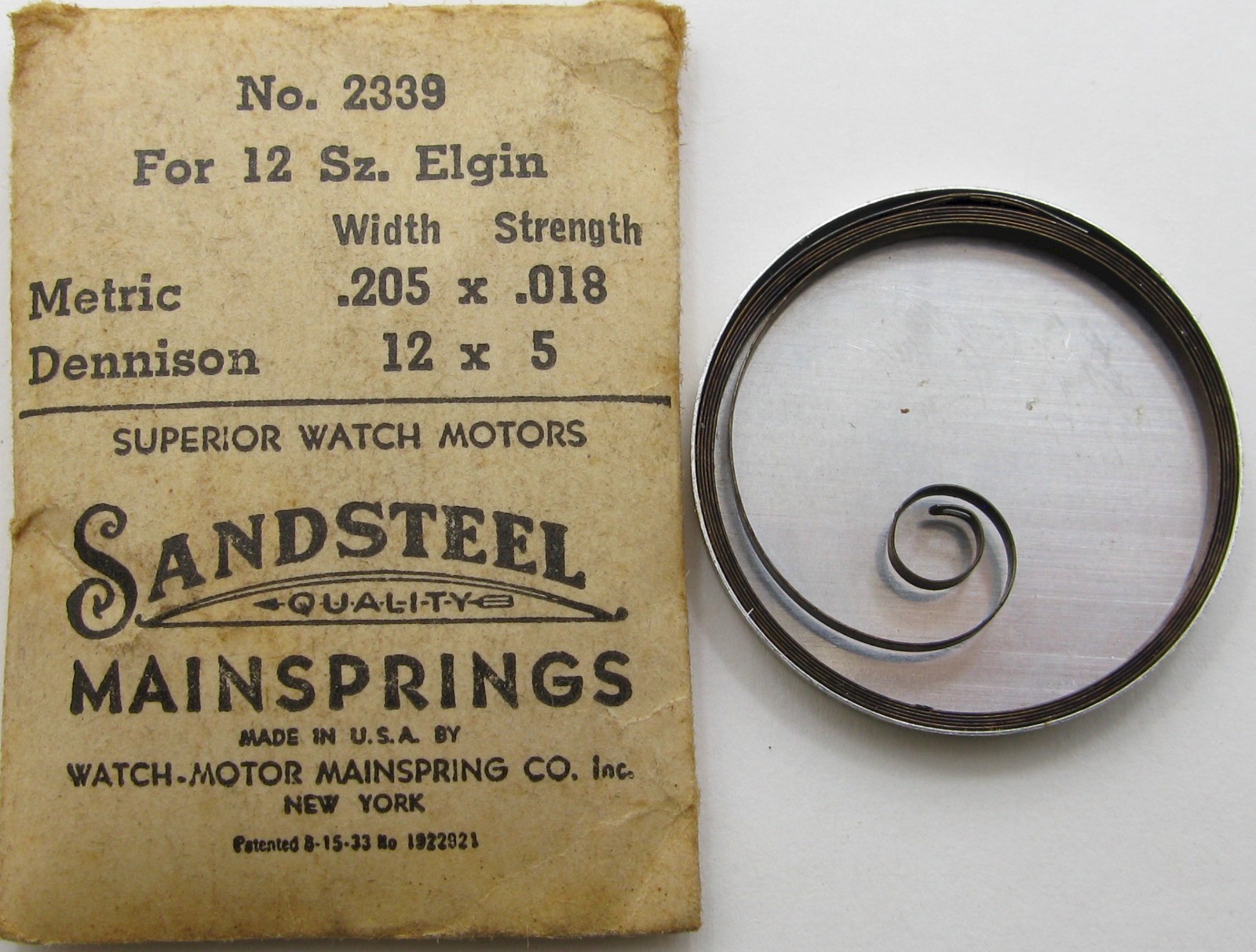 Elgin 12s 2239 pocket watch part: D B + hole blue Mainspring