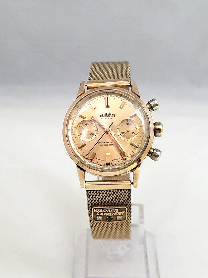 🔥🔥 Very.. Very Rare! & Vintage! ULTRAMAR – WARNER LAMBERT 10 K GF, Wristwatch!