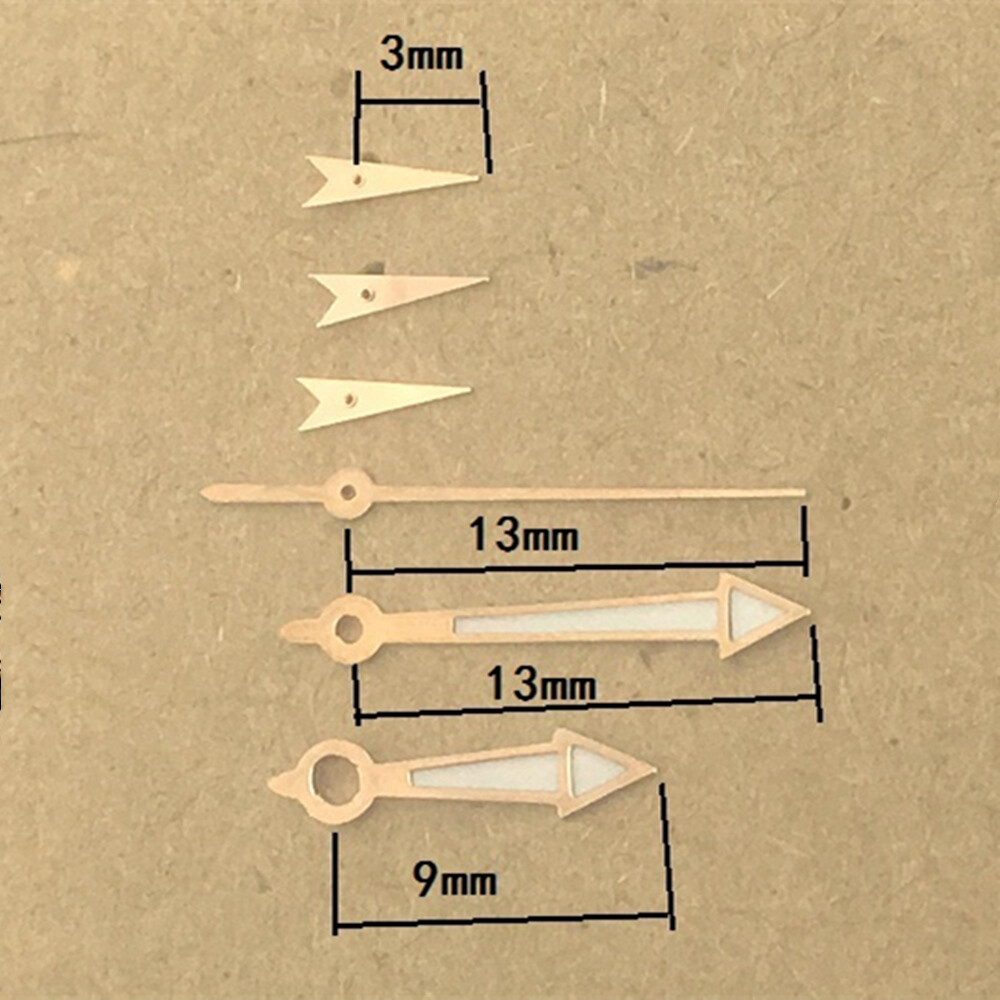 13mm Green Luminous Rose Golden Watch Hands for ISA 9231 Quartz Movement