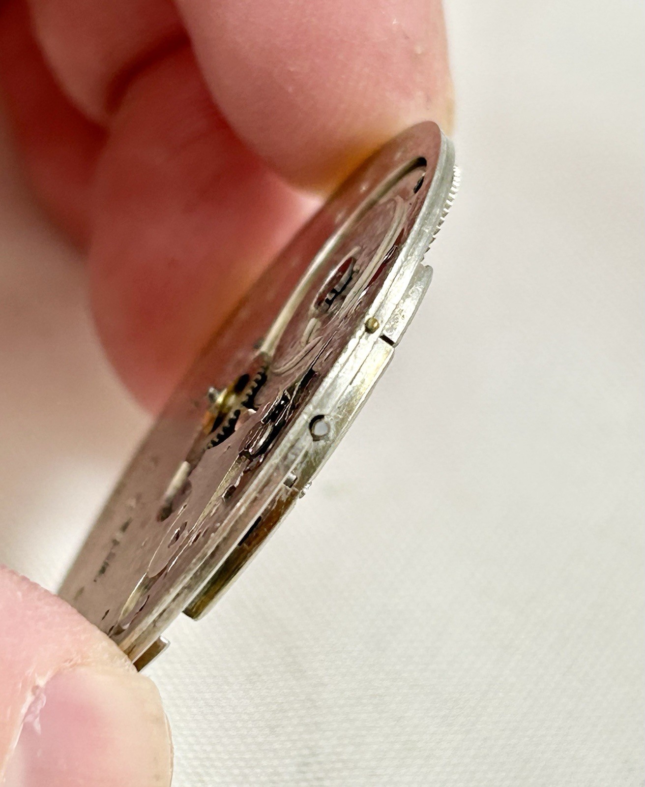 VERY RARE 39MM TOUCHON 17 JEWEL NICKEL 2.5MM TH. POCKET WATCH MOVEMENT, RUNNING!