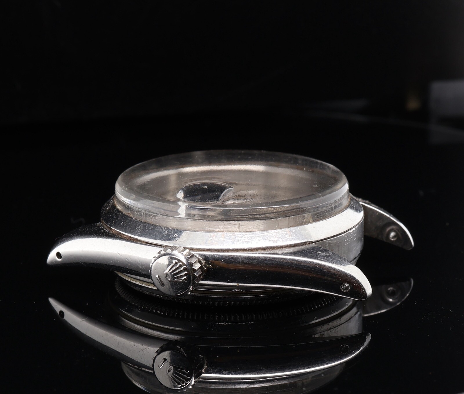 Vintage 1956 Rolex Oyster Ref 6530 Steel Watch Case, Crown Stem & Back