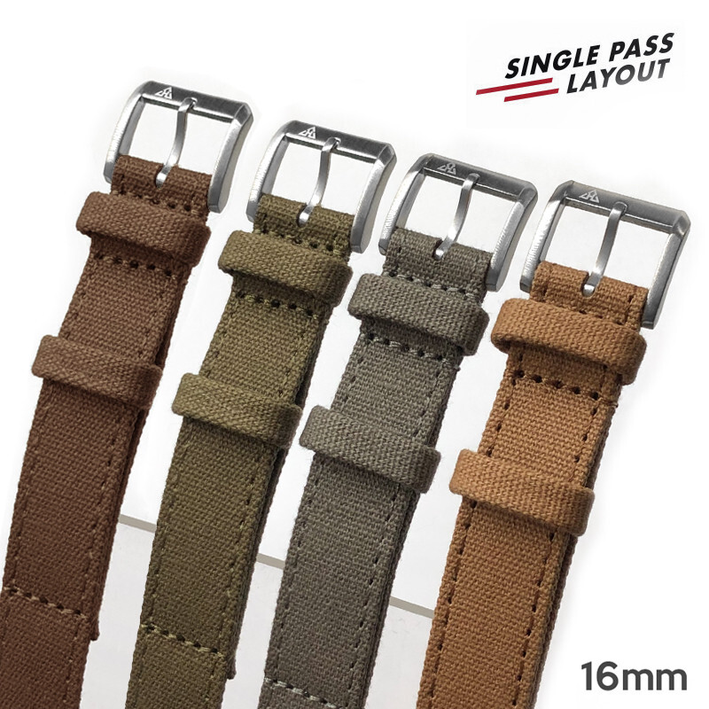 16mm Vintage Military Brown Canvas Watch Strap WWII A-11 A11 Hack