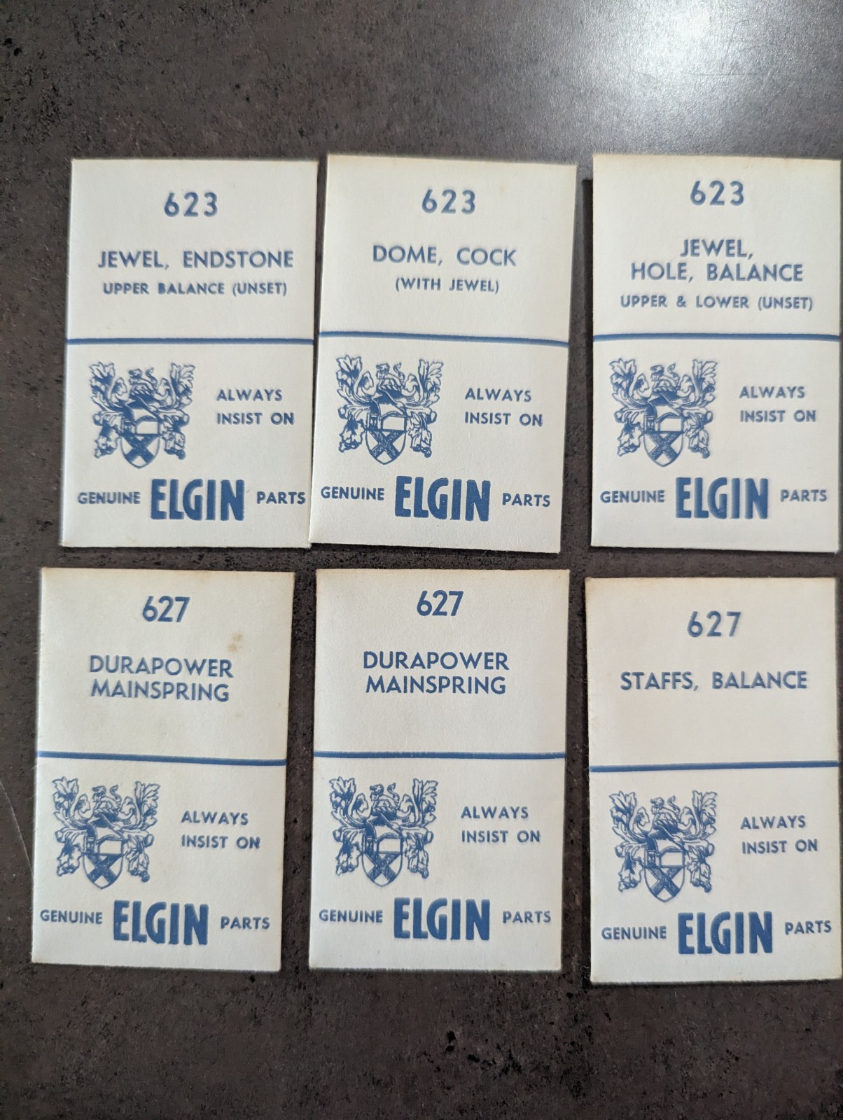 Lot Of Assorted Vintage Elgin 623 & 627 Parts – Parts Only