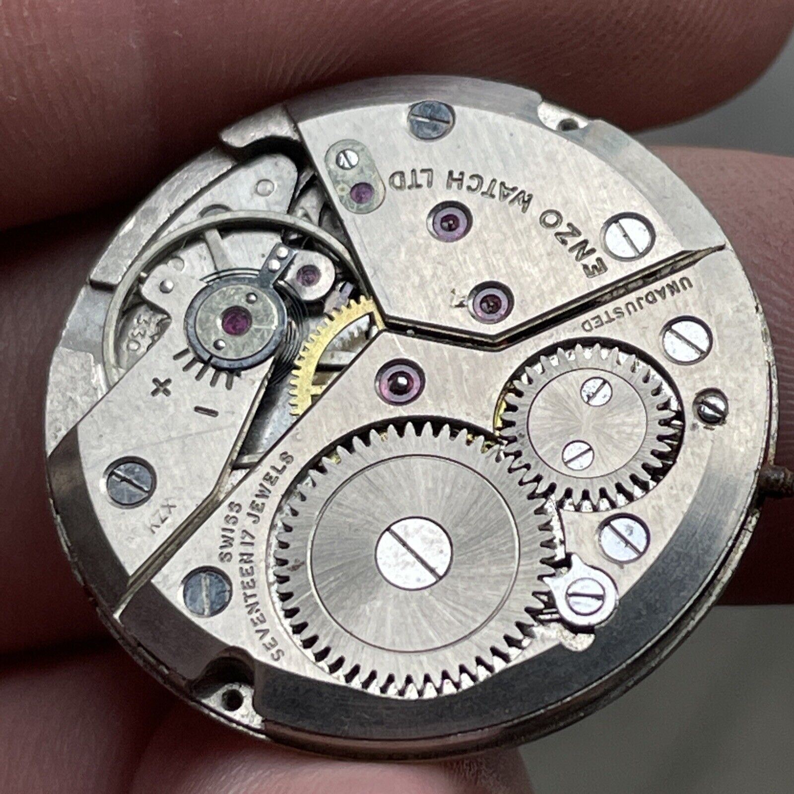 Vintage Enzo Watch Co. 17 Jewel Swiss Unadjusted Movement