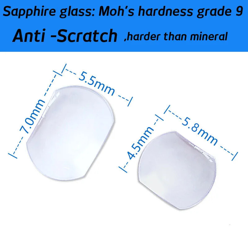 3.5mm 7.0mm Watch Crystal Magnifying Date Calendar Window Mineral Sapphire Glass