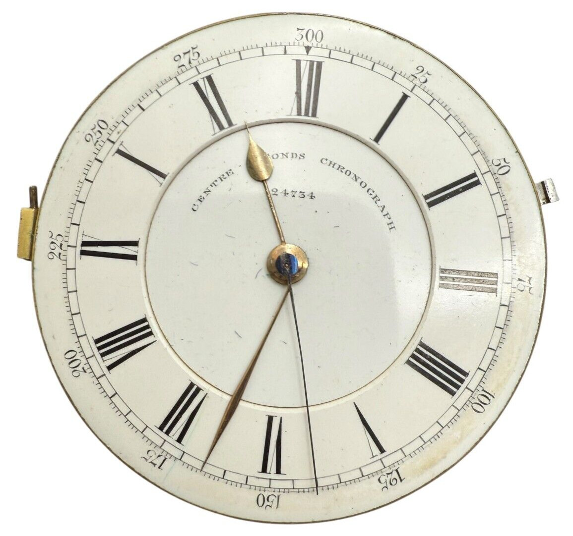 Antique Center Second Fusee Chronograph Pocket Watch Movement Keywind