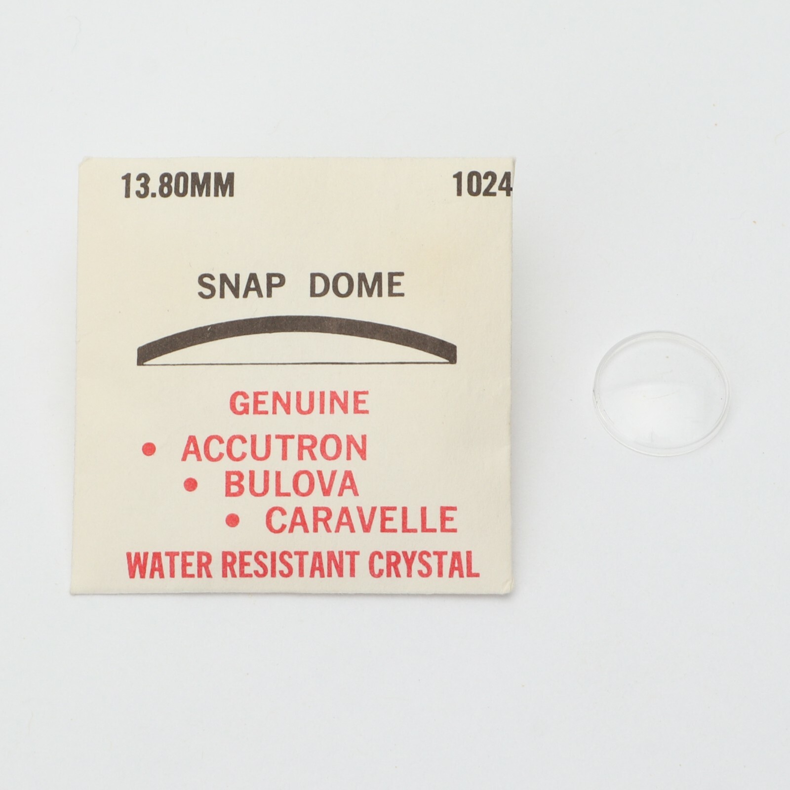 Genuine Bulova Accutron Crystal Ref #1024 – 13.8mm Snap Dome Watch Part (C1D15)