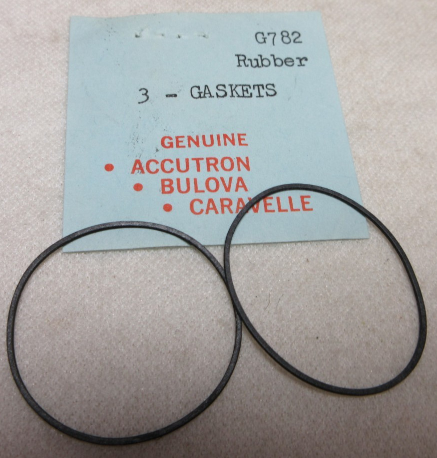 2 BULOVA ACCUTRON CARAVELLE WATCH GASKETS G782 WATCHMAKER REPLACEMENT #221