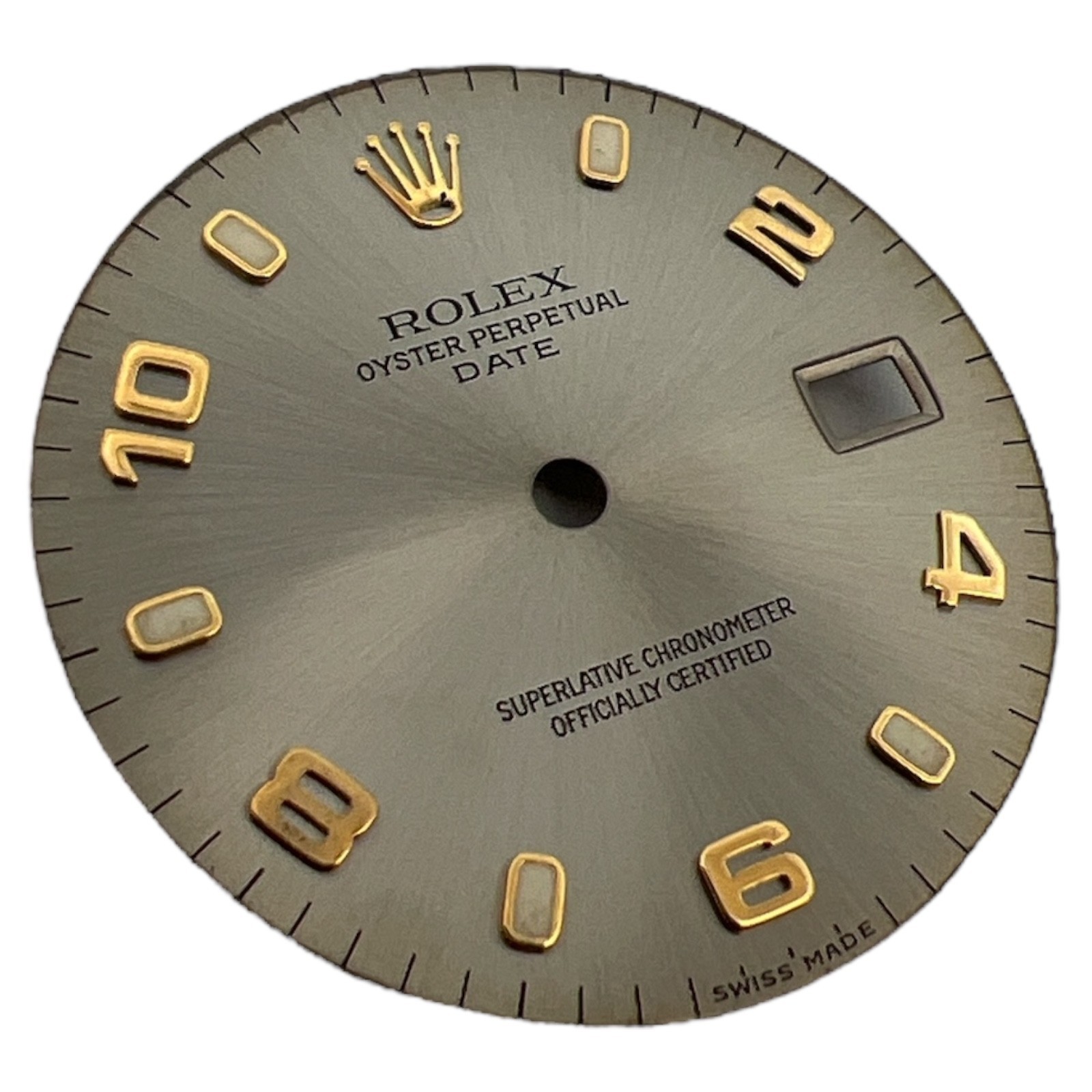 Genuine Rolex Oyster Date 34mm Arabic Dial Dark Grey & Gold 15203 15223