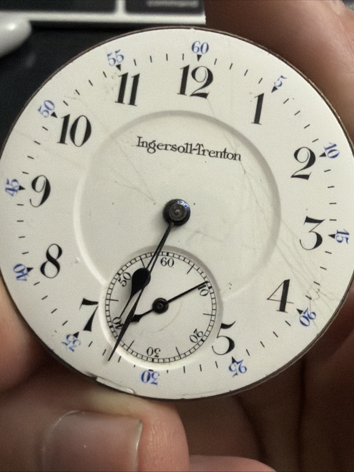 Ingersoll Trenton 40MM 15 Jewel 3 Finger Bridge HC Pocket Watch Movement J22