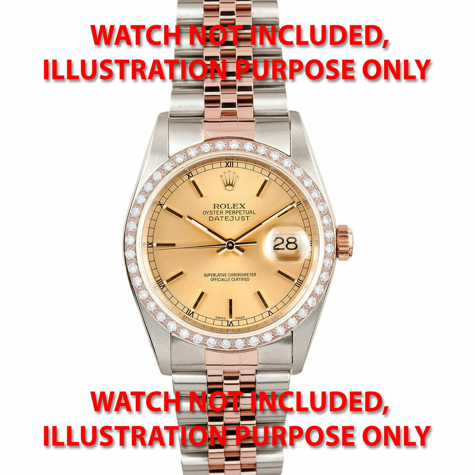 ROSE GOLD 1CT BEAD PAVE NATURAL DIAMOND BEZEL FOR ROLEX DATEJUST 116135, 11839