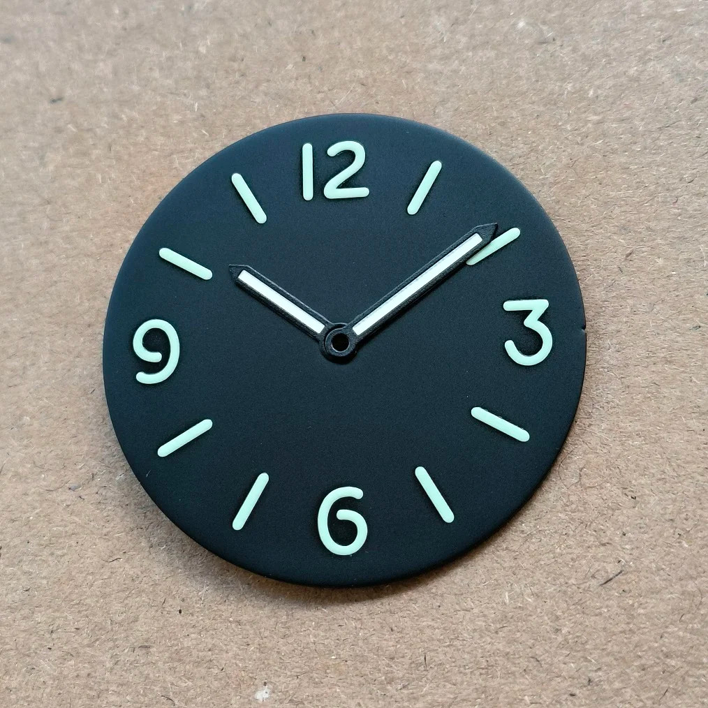 34.5mm Black dial Light brown or Cream white number for ETA6497 ST3600 movement