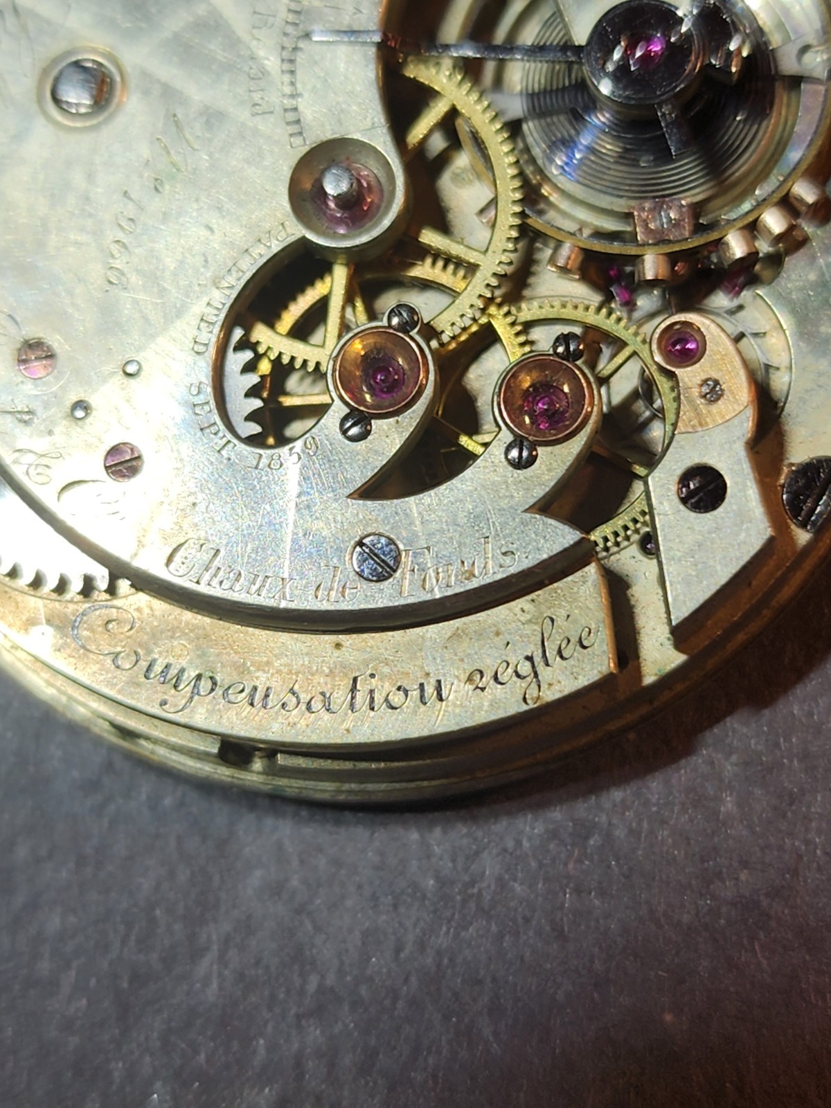 Civil War Era A. Saltzman Jacot & Co Pocket Watch Movement 39mm Nickel Duplex