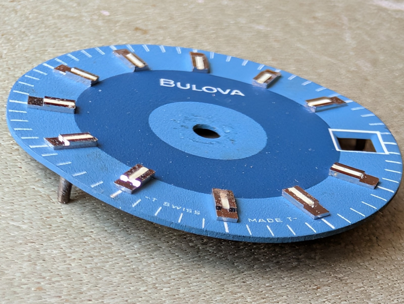 Vintage 1972 Bulova ‘7240’ Casual Dress Watch Blue Bullseye DIAL ONLY W/DEFECT