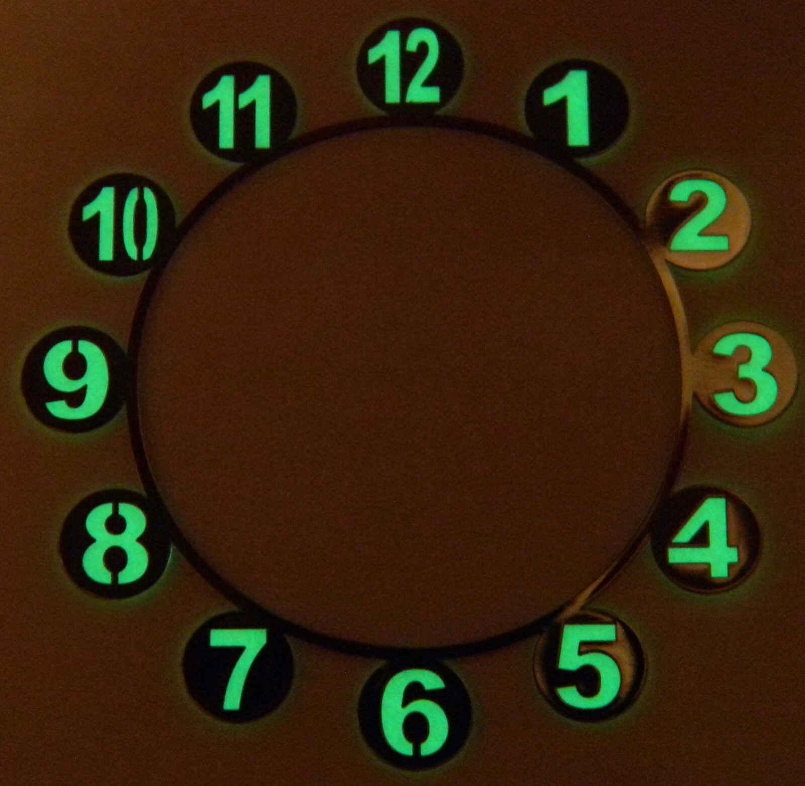 Watch Dial Hour round Markers 12pcs White / Blue Green LUMINOUS Numerals indices