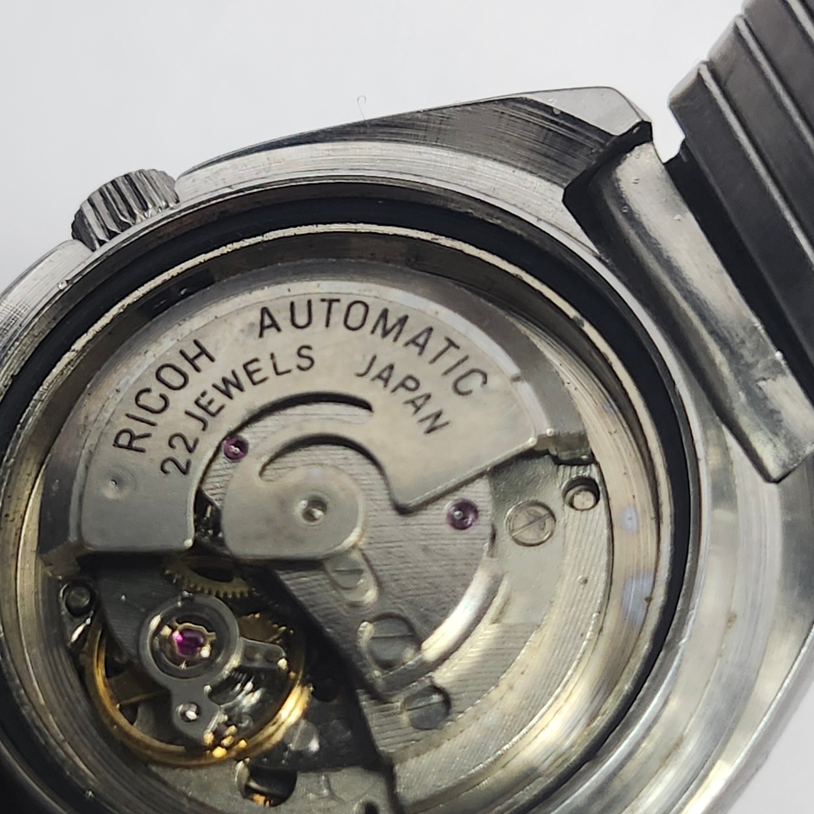 Ricoh Automatic 22 Jewels Japan Watch Movement Case & Band – For Parts