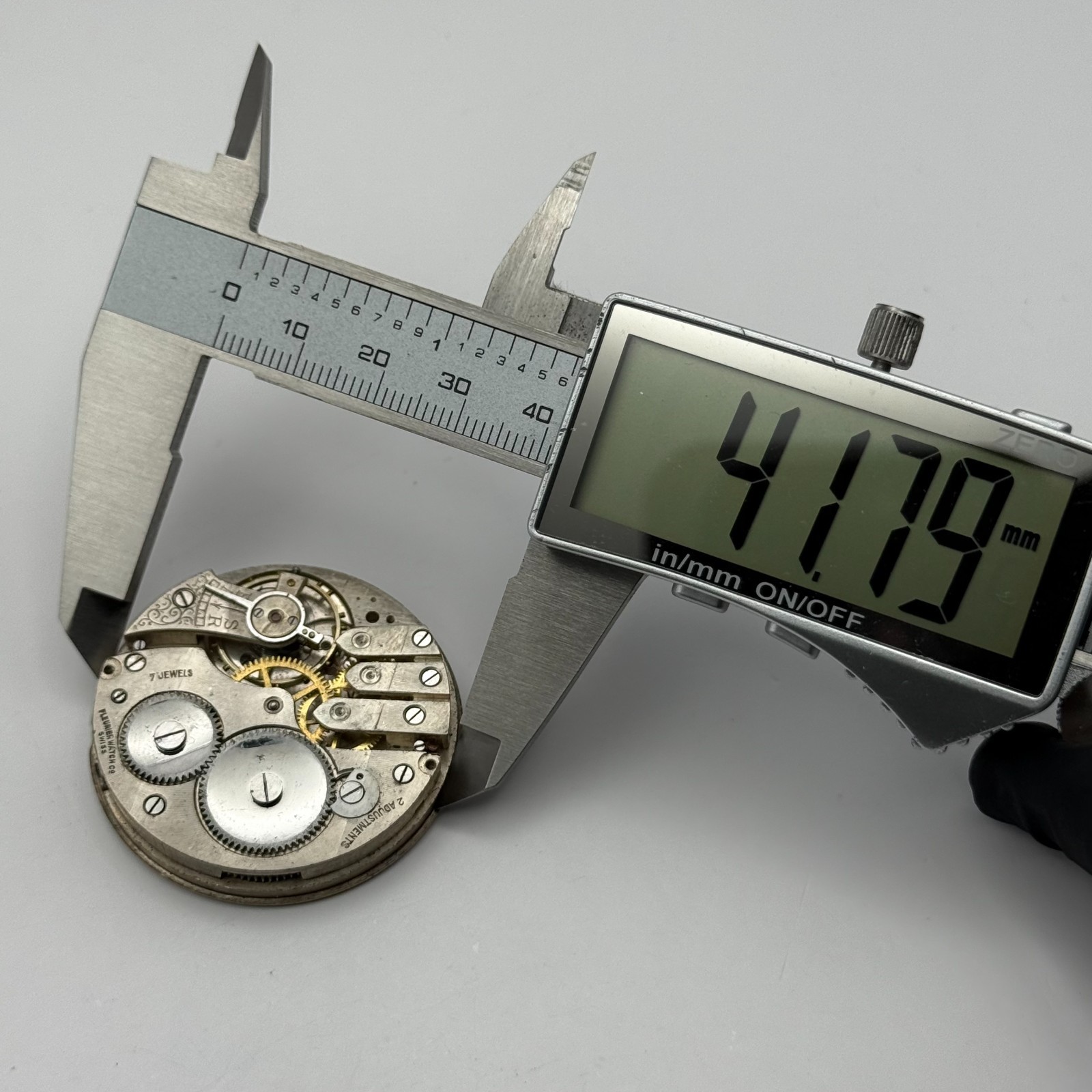 Fleurier Pocket Watch Movement Open Face Sub Seconds 7 Jewels 2 Adj Parts 41mm