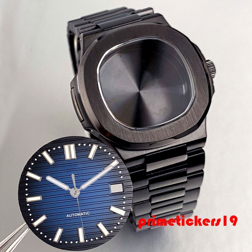 Fit NH35 Black PVD Square Watch Case+Band+Dial Set Sapphire Wristwatch Mod Parts