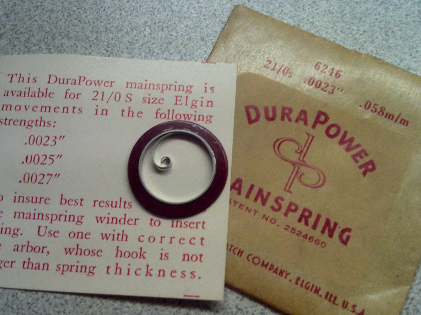 NOS Elgin 21/0 DuraPower 6246 Mainspring