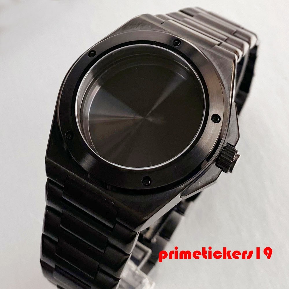 Fit NH35 PT5000 Black Watch Case+Band+Dial+Hands For Engineer Style Wristwatch
