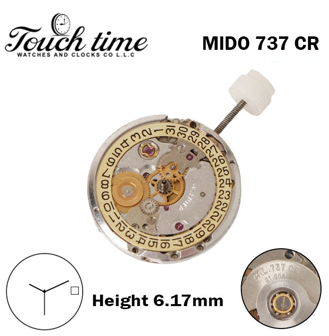 MIDO 737 CR-Swiss Automatic Movement-Gold Date Disk At 3-3 Hands-H:6.17mm