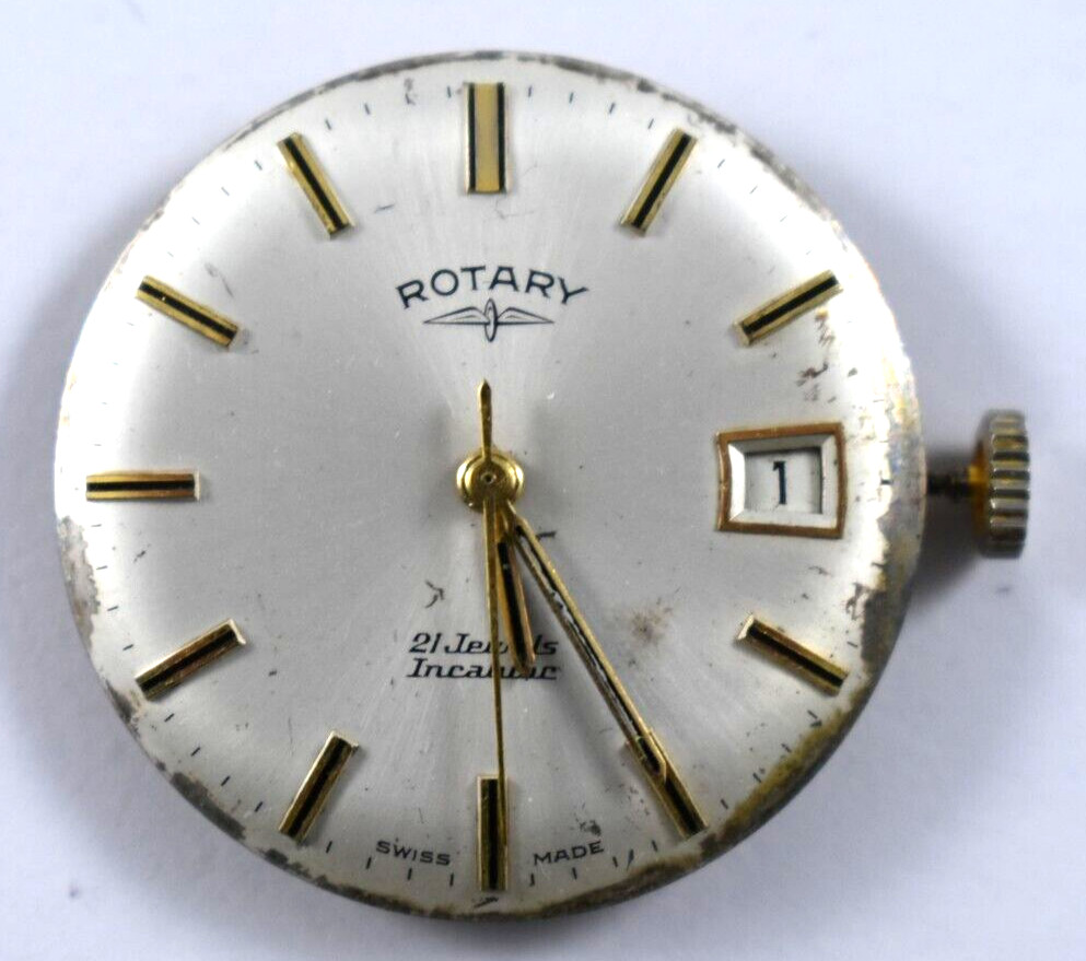 Vintage Swiss Made Rotary Manual Wind 21J Wrist Watch Movement lot.fm